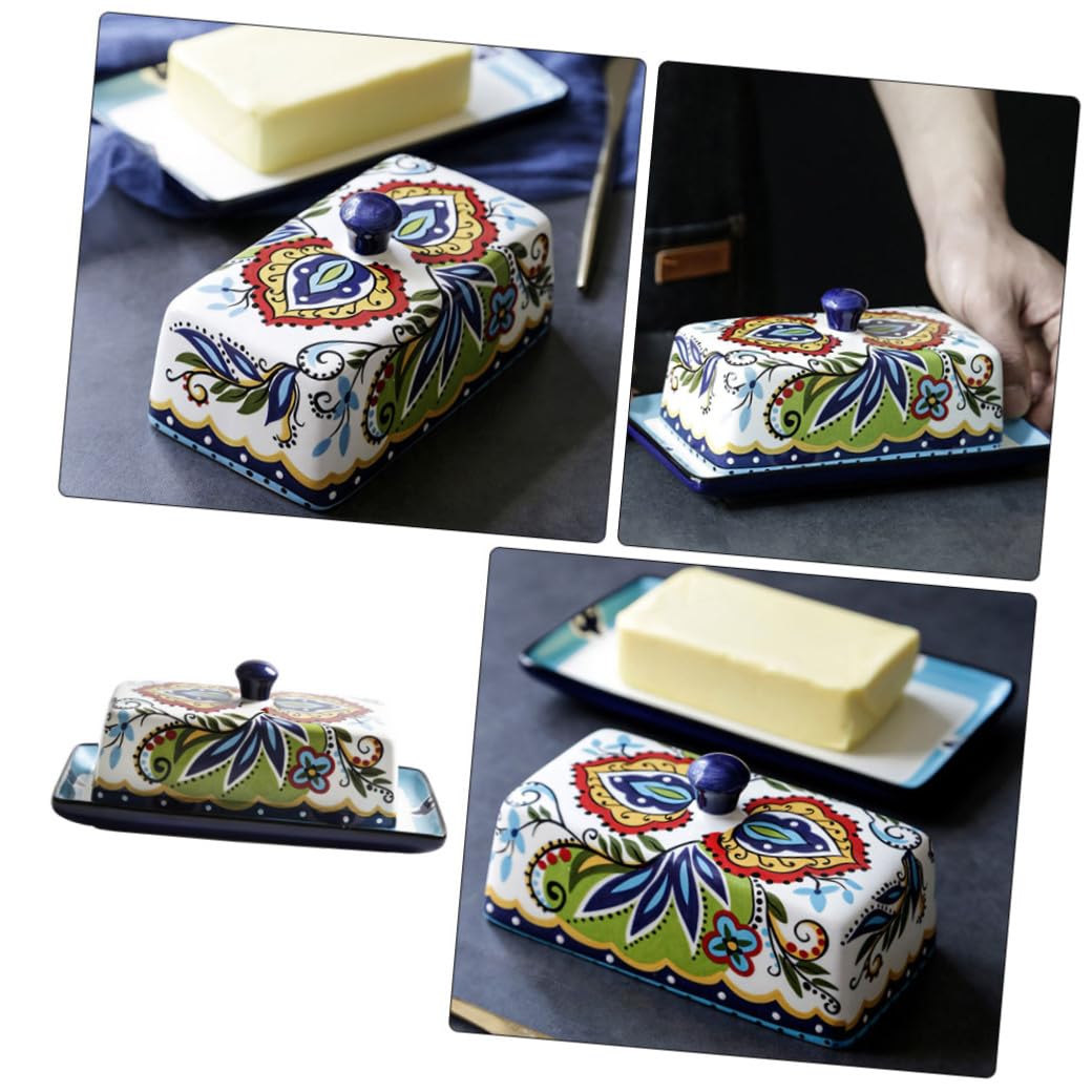 Beurrier Vintage en Céramique 250g Rectangulaire Couvercle