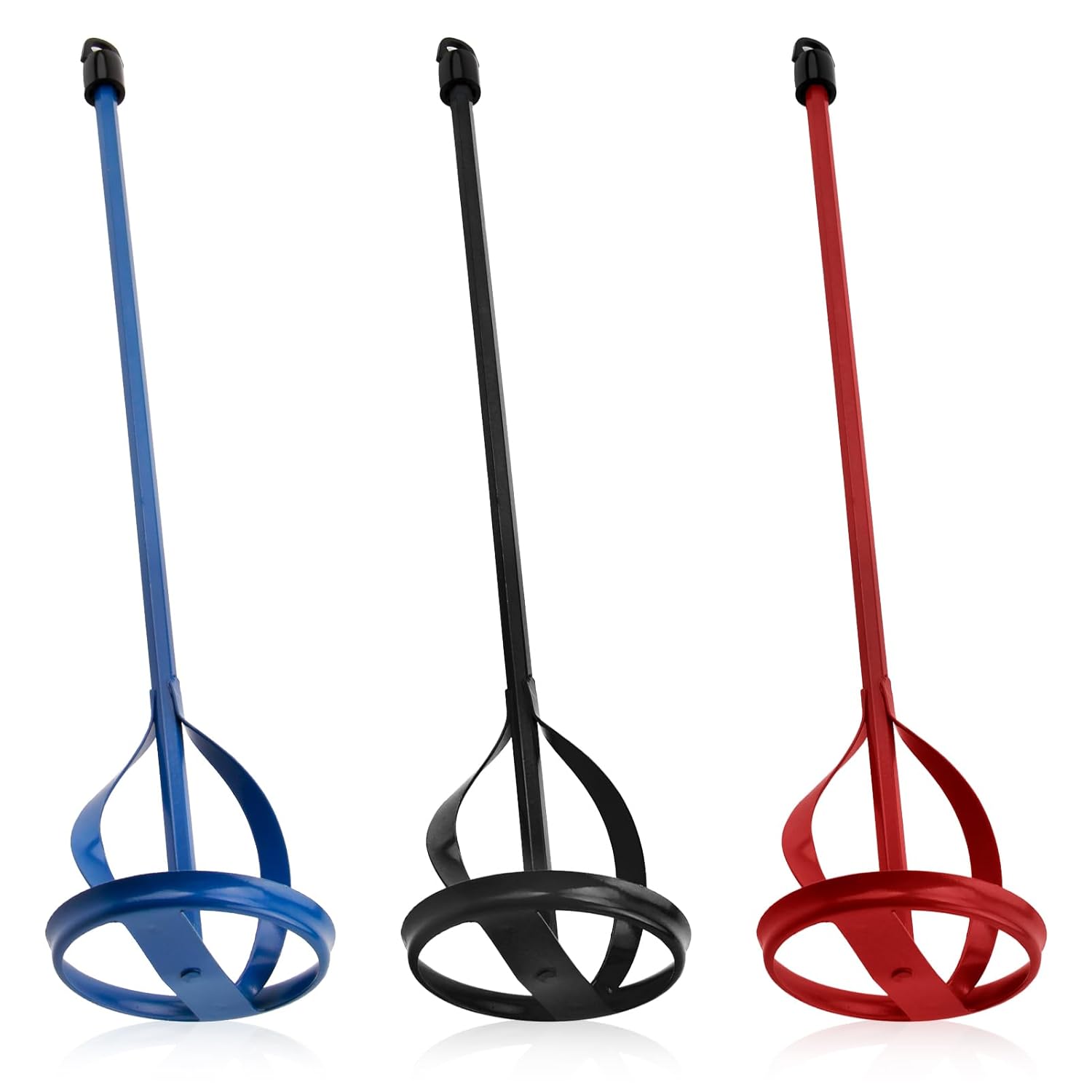 Bmpzery 3-Pack Paint Mixers for Drill - Non-Slip Hex Head Stirrers for Paint, Plaster, Mortar, Grout (Red, Blue, Black)