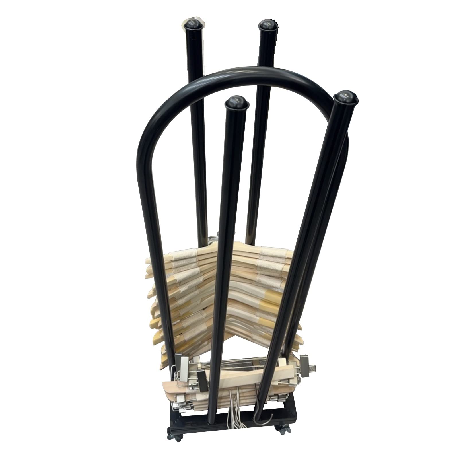 Grand support de rangement pour cintres à roulettes, structure empilable
