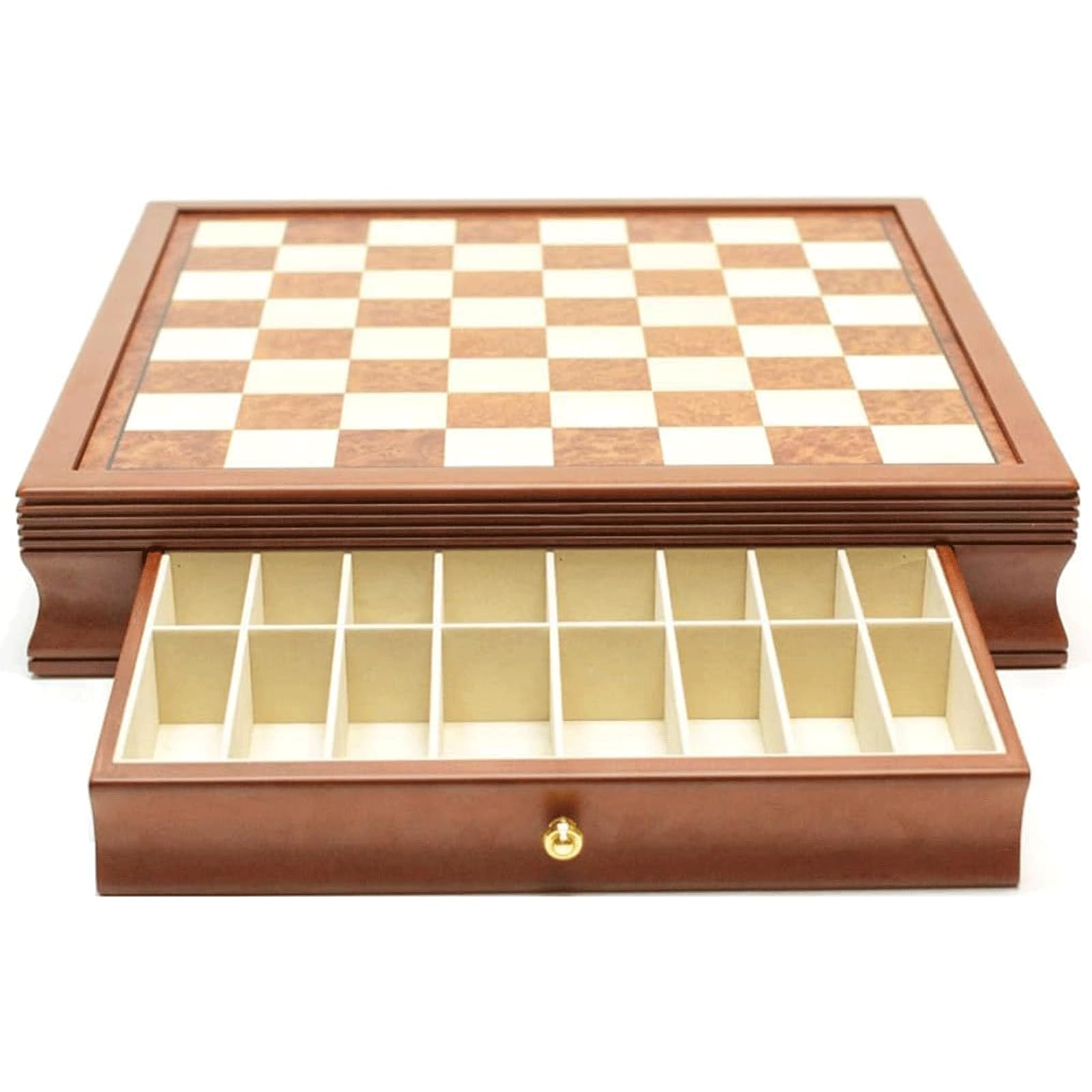 Campionato Scacchiera in Legno massello, Scatola per Scacchi con Cassetto Scomparto portaoggetti Incorporato a 16 Slot, Gioco di Scacchi, Esclusi Pezzi degli Scacchi Artigianato
