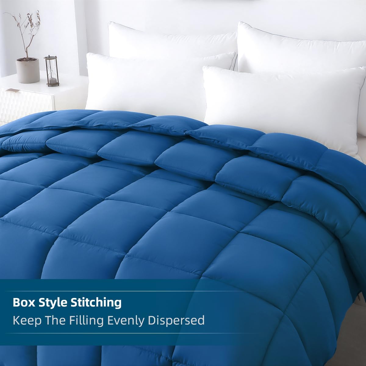 Soft Alaskan King Comforter 120"x 132", Extra Large Lightweight Quilted Down Alternative Comforter Duvet Insert for All Season-Fluffy Breathable Microfiber(Dark Blue, Alaskan King) - Image 5