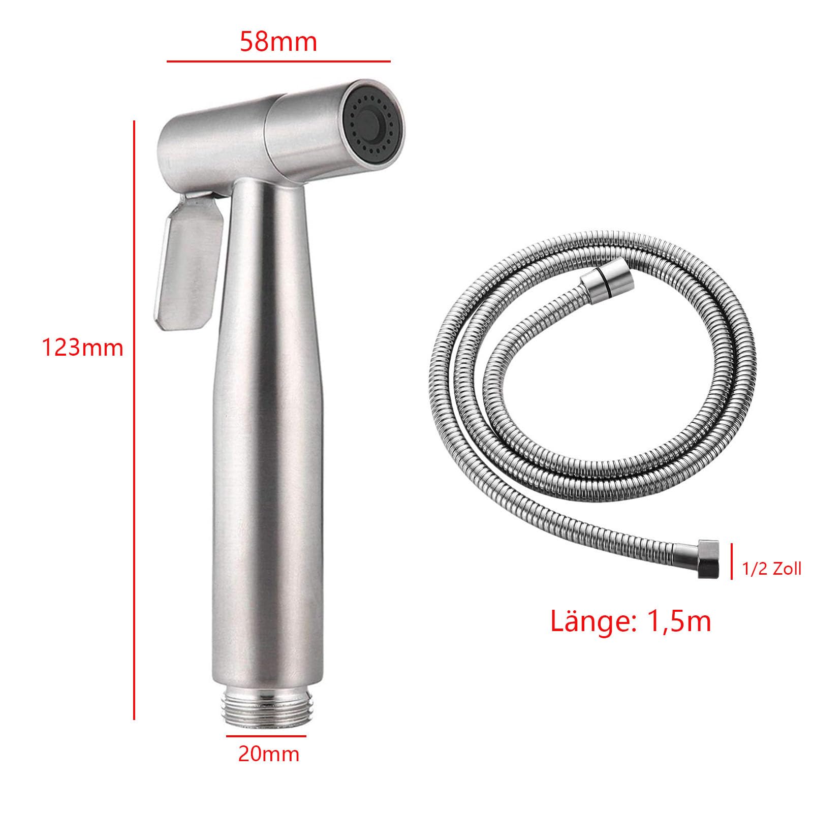 Bidet słuchawka prysznicowa wraz z wężem prysznicowym 150 cm, ze stali nierdzewnej, do toalety, polerowany zestaw prysznicowy z funkcją zmiany i uchwytem ściennym