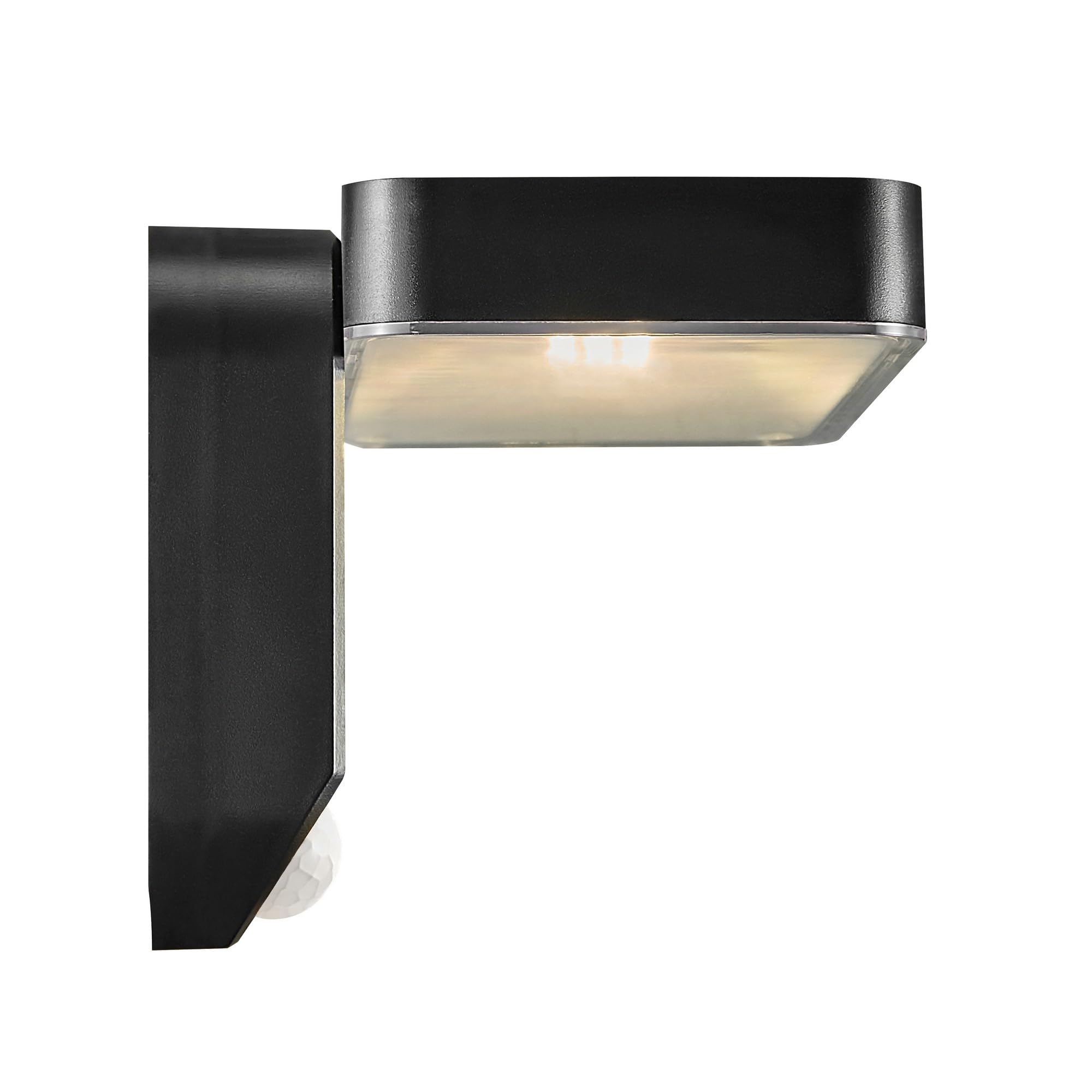 Nordlux RICA SQUARE SOLAR Wandleuchte im 2er-Set – Solarbetrieben mit Bewegungssensor, IP44 Outdoor, 3000K Warmweiß, 450 Lumen, Kabellos, Schwarz – Ideal für Eingang, Terrasse, Gartenwege