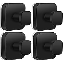 Suction Cup Hooks for Shower, 4 PCS No-Drill Towel Holder for Bathrooms Wall, Glass Door, Mirror, Tiles, Kitchen, Hold Robe & Wreath, Hanging up to 15 lbs Waterproof & Rustproof, Matte-Black