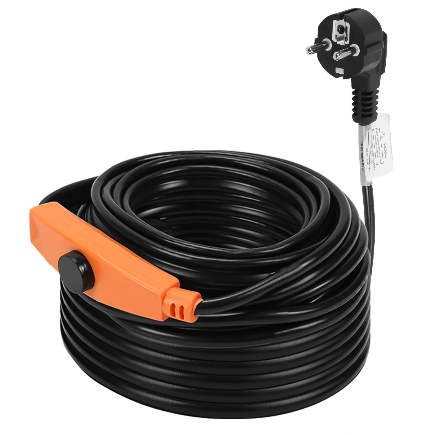 Câble chauffant antigel de 8 m - Câble anti-gel avec thermostat - 128 W - Chauffage accompagné de tuyaux avec interrupteur automatique - Bande chauffante pour conduites d'eau dans la maison
