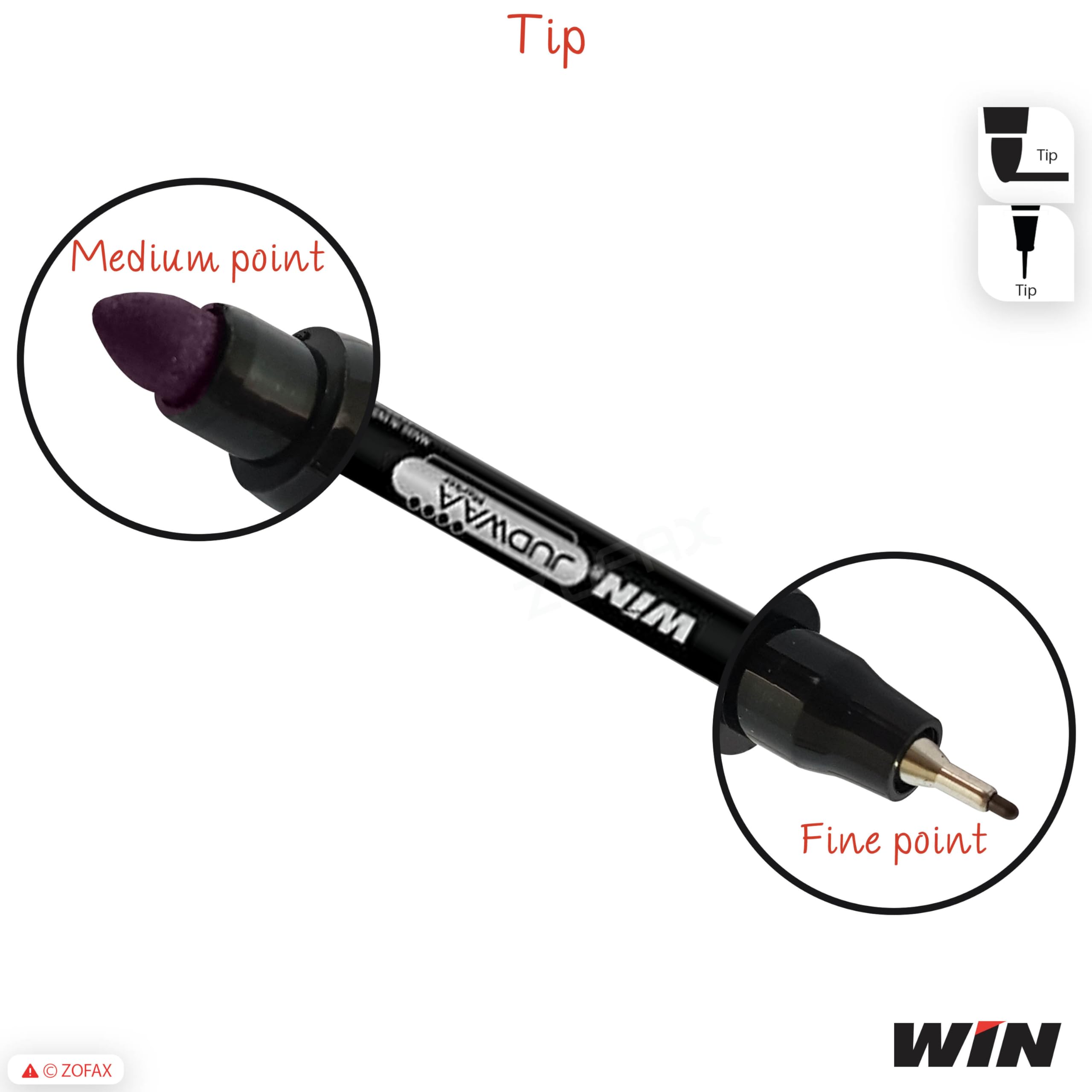 DUAL TIP Permanent Markers, BLUE, Medium Tip and Extra Fine Tip, Pack of 10 - Image 3