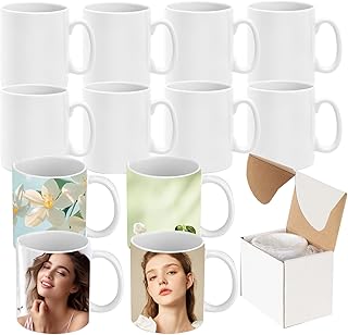 GadgetHaven Sublimation Mugs 11oz Blank Plain White Coffee Mugs Ceramic Coated Cup with Smash Proof Boxes for Art Gifts DIY Craft (6)