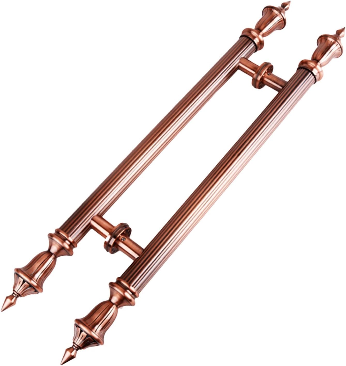 Round Main Door Handle Bar/Large Both Sides Grab Pulls with Screws,Stainless Steel Door Pull Handle, Solid Core Door/Barn Door/Wood Gate/Front Door(Red Bronze,Length 80cm(31.5inch))