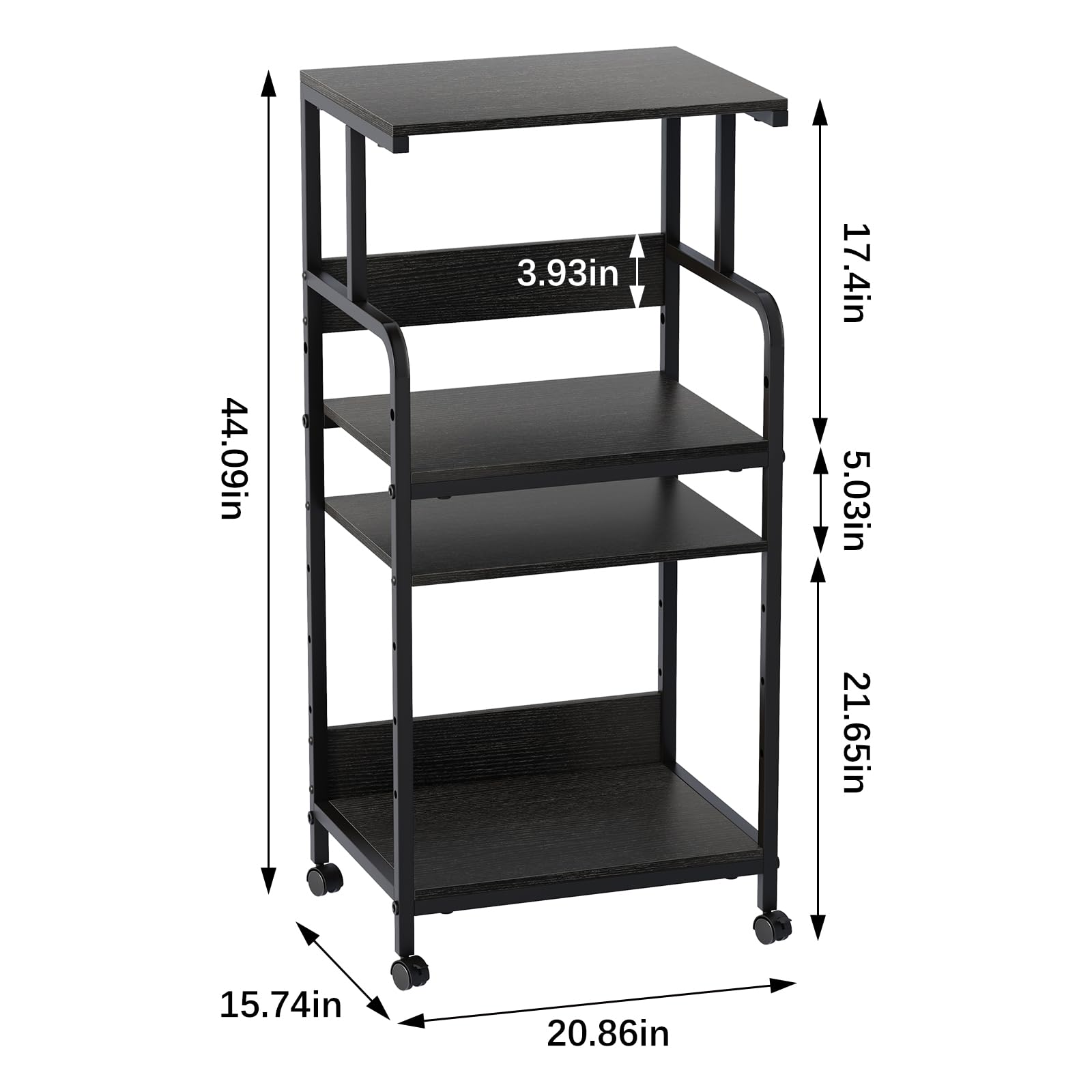 Support d'imprimante à 4 niveaux, grande table d'imprimante sur roulettes, support d'imprimante mobile avec rangement, chariot d'imprimante roulant pour fax, scanner, fichiers, lecteur multimédia