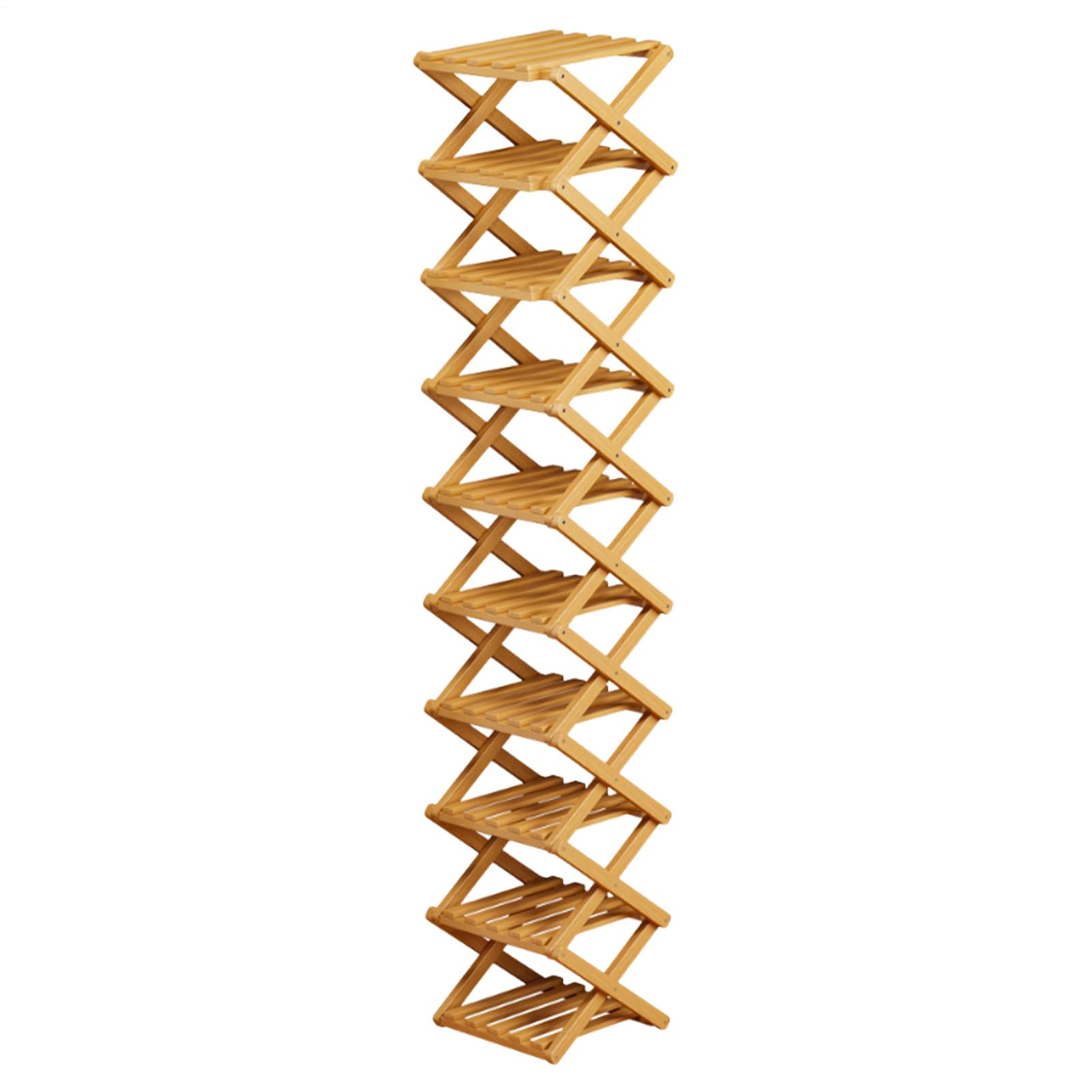 Portascarpe Pieghevole in Legno Porta Scarpe Organizer Multilivello