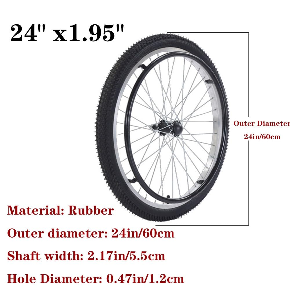 24" X 1.95" Hinterräder Für Rollstuhl, 2 Stück Ersatzteile Für Luftreifen Ersatz, All-Terrain-Rollstuhlreifen Für Drinnen Und Draußen