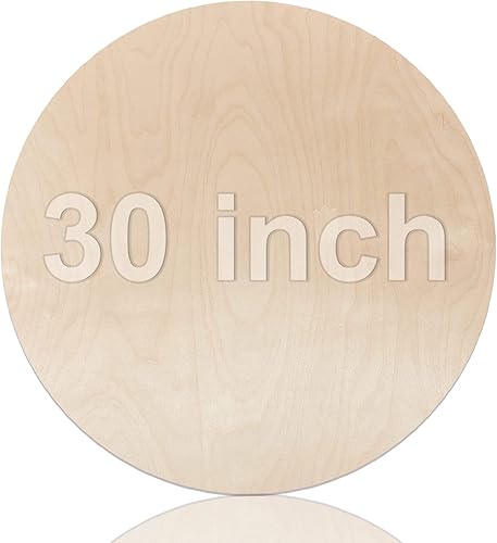 Miniatura 1 de Círculos de madera contrachapada de abedul báltico de 30 pulgadas, hojas de madera para manualidades, hojas de madera de 0.24 pulgadas de grosor,