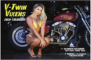 2024 V-TWIN VIXENS DELUXE WALL CALENDAR Harley Motorcycles Dream Sexy Pin Up Bikini Girls