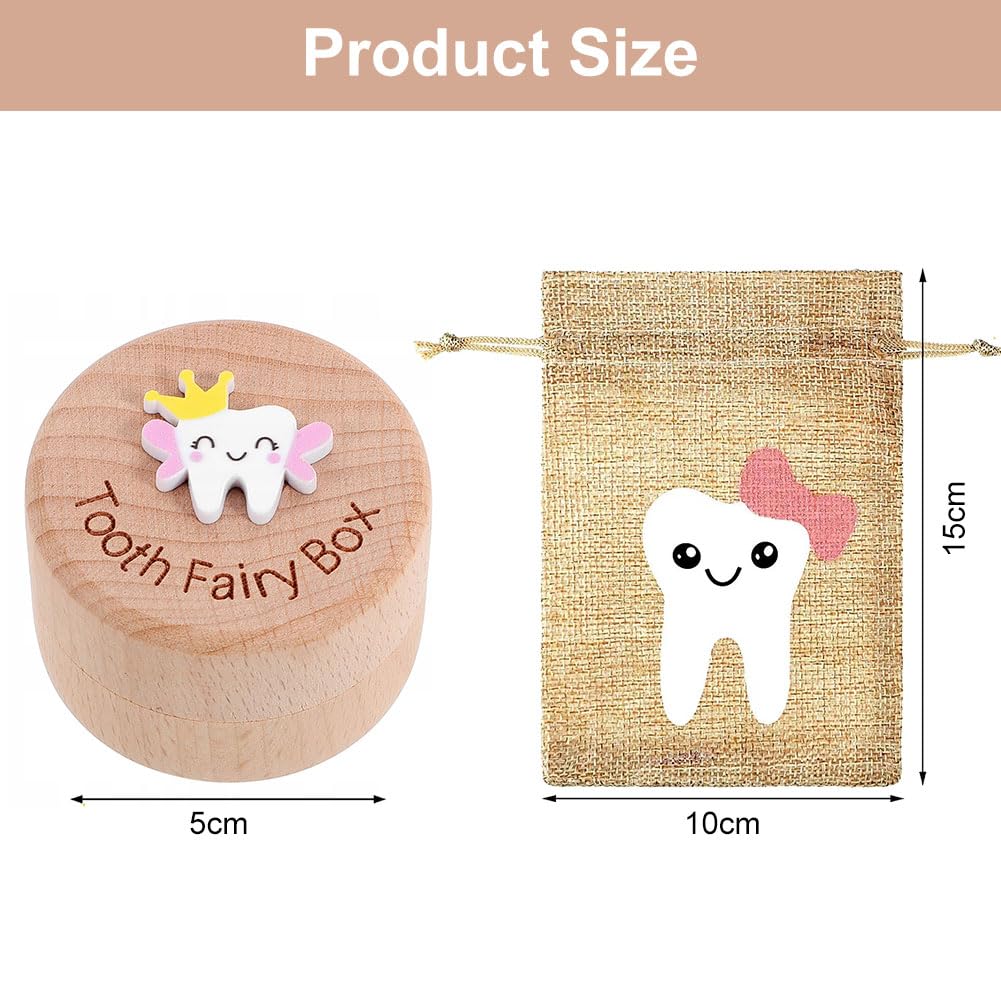 Mikiuly Tooth Fairy Box,1 pcs Tooth Box with 1 pcs Tooth Fairy Bag,Teeth Pouch Holder for Girl,A Beautiful Gift Tooth Keepsake Boxes for Storing Baby's Dropped Baby Teeth - Image 2