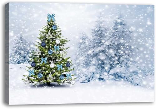 Miniatura 6 de NTEUMM Lienzo decorativo para pared, diseño de árbol de Navidad, copos de nieve, decoración moderna para el hogar, dormitorio, oficina (E, sin
