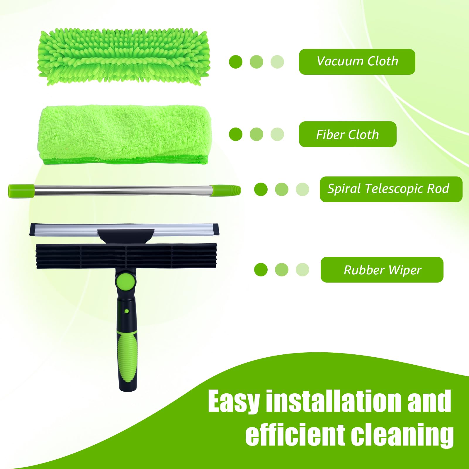 Raclette Télescopique Lave-vitre 2 En 1 - Longueur Réglable Jusqu'à 4,5 M, Brosse Microfibre, Professionnelle, Pour Vitres Hautes