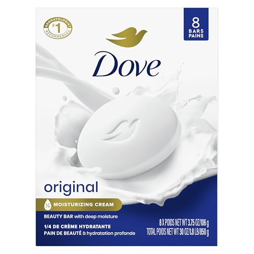 Dove Beauty Bar Gentle Skin Cleanser Moisturizing for Gentle Soft Skin Care Original Made With 1/4 Moisturizing Cream 3.75 oz, 8