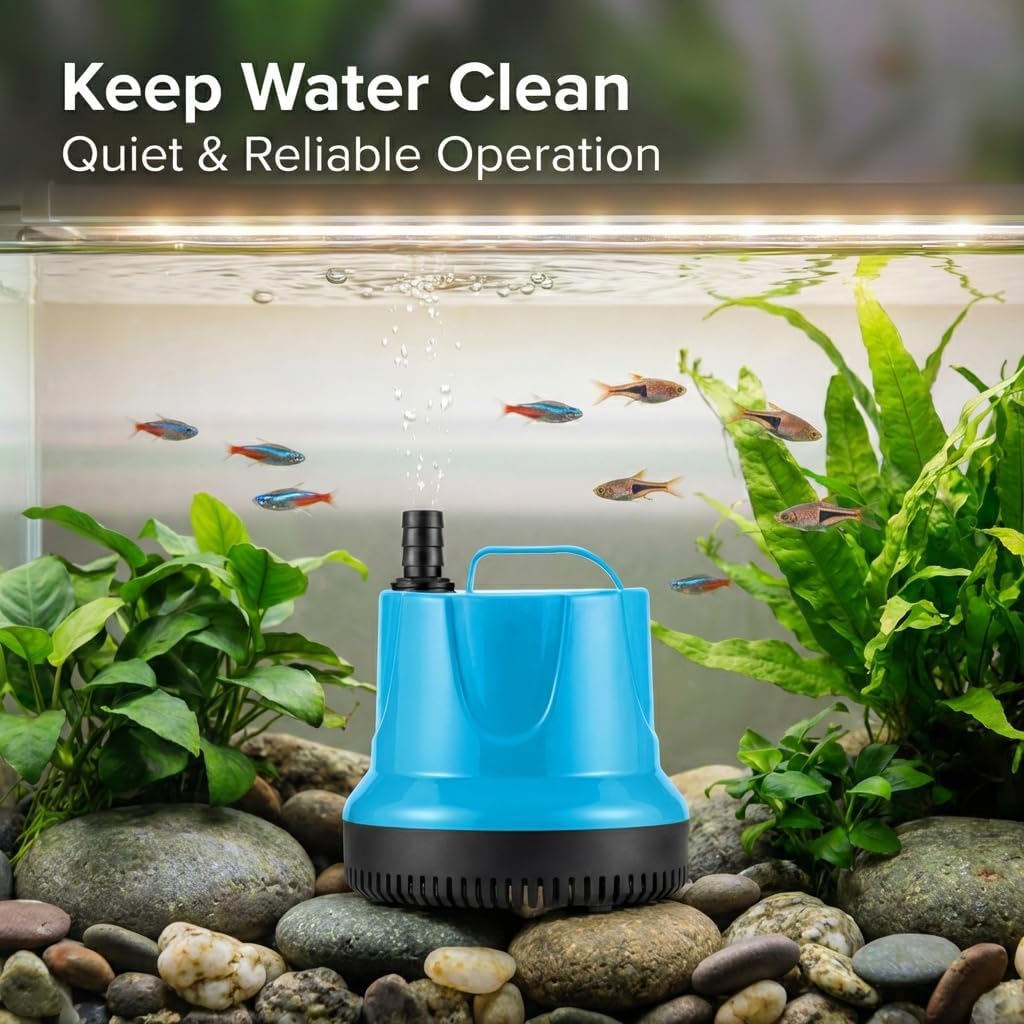 Submersible Water Pump, Small Pump for Fish Tank, Ponds, Aquarium, Waterfall, Fountain, Hydroponics, Ultra Quiet, 660GPH, Blue