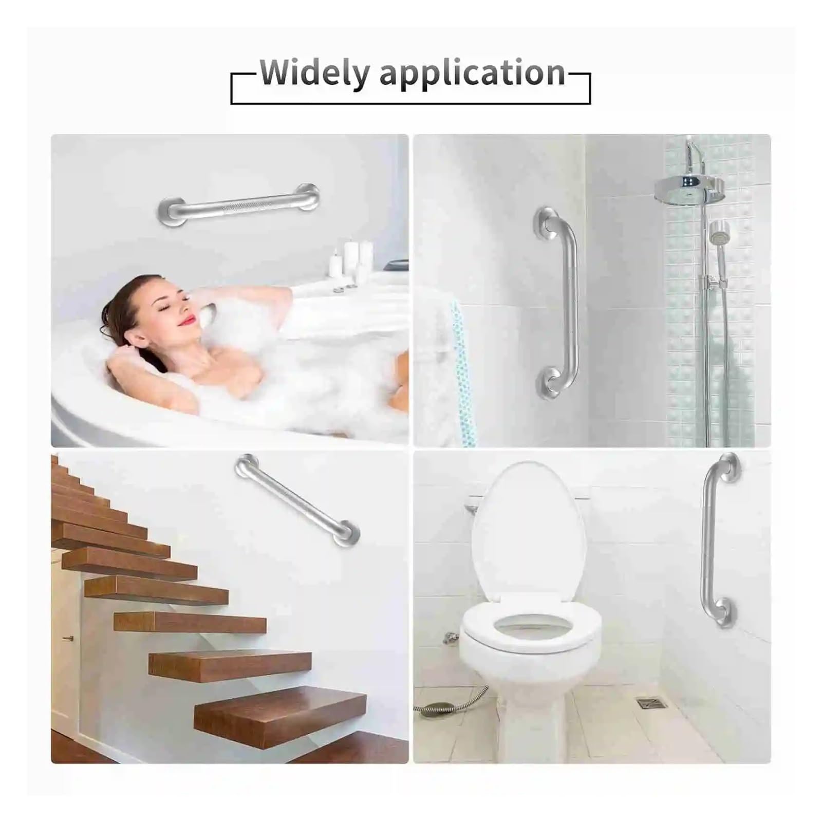 Barra de apoyo for ducha 12 pulgadas, 2 unidades, antideslizante, acero inoxidable, for baño Para ducharse