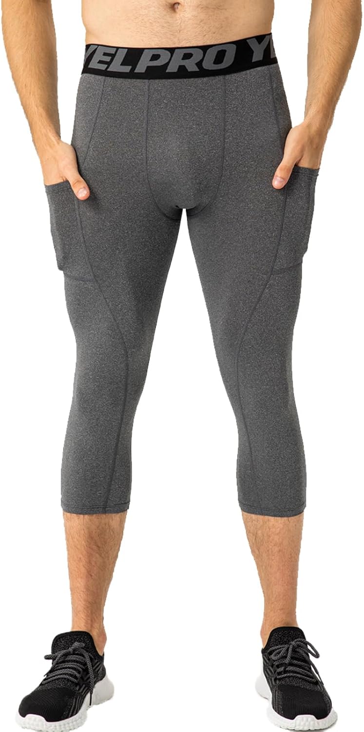 SPVISE 1 or 3 Pack 3/4 Compression Pants Men Athletic Gym Capri Leggings Running Tights Dry Fit Basketball Sports Base Layer