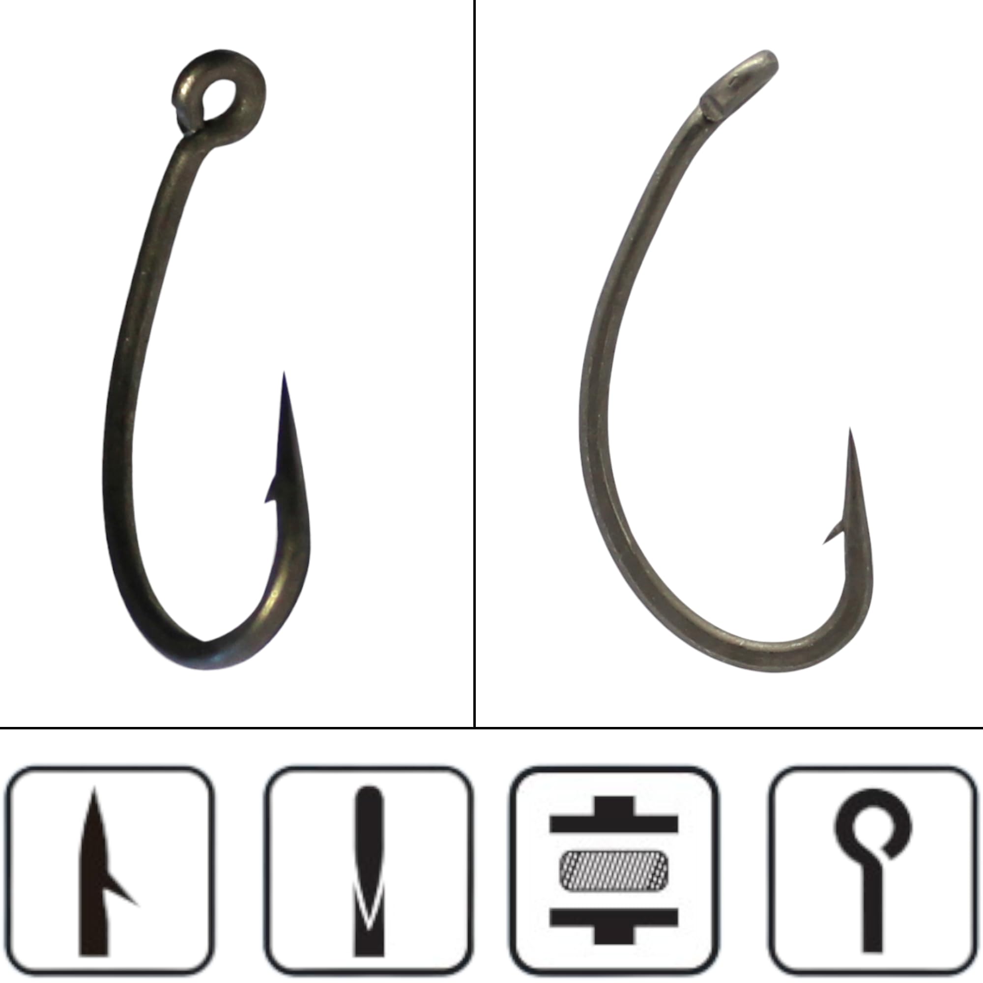 Set 10 Ami da Pesca Curve Shank N4 - Set Pesca Carpa - Ami Carpfishing - Ganci alla Pesce - Kit Pesca Lago - Pesca Accessori per Boilies - Method Feeder Fishing Hook - Articoli da Pesca
