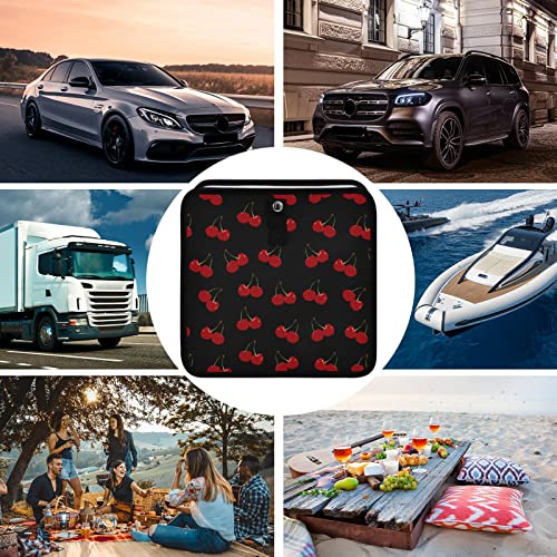 Image of Red Cherry Car Trash Can, Foldable Hanging Car Trash Bag, Small Waterproof Car Accessories Garbage Bin