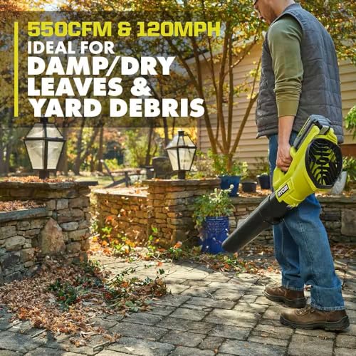 Image of RYOBI 40V 120 MPH 550 CFM Cordless Battery Leaf Blower Tool ONLY RY40LB01B