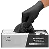 PANKTI Black Nitrile Disposable Gloves - Latex-Free, Powder-Free, Pack of 100, Strong and Puncture-Resistant, Medical, Food Handling, Tatoo Barber Shop Gloves X-Large