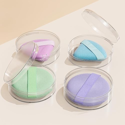 Miniatura 2 de Estuche de soplo de polvo, 2 recipientes protectores redondos de maquillaje y 2 fundas de viaje de lágrima de belleza, solo estuches, no está