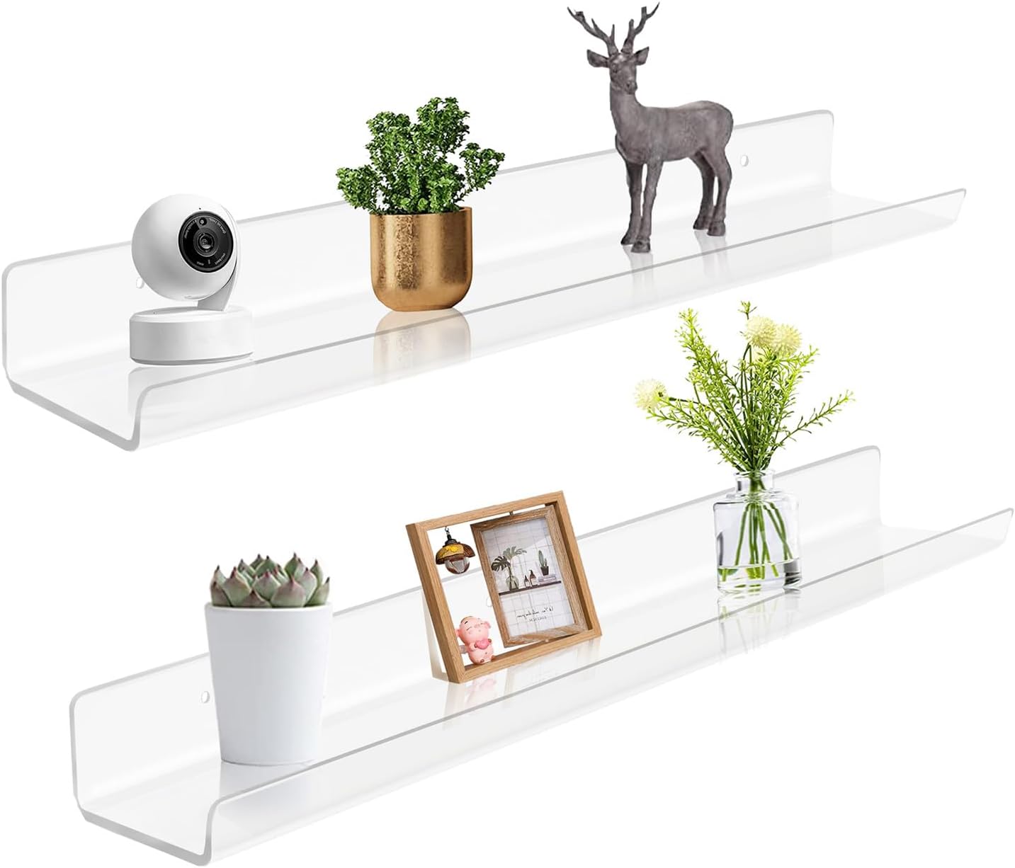 ROYALITA 24" Acrylic Floating Shelves Wall Mounted Set of 2
