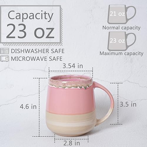 Miniatura 2 de Bosmarlin Taza de café de cerámica extragrande, 23 onzas, apta para lavavajillas y microondas, taza de té grande de gran tamaño, esmalte reactivo