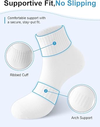Womens Ankle Socks Cotton Mini Crew Cushioned Running Workout Socks 6 Pairs