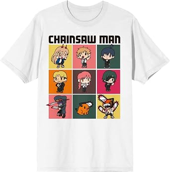 Chainsaw Man Chibi Character Art Crew Neck Short Sleeve Womens White T-Shirt
