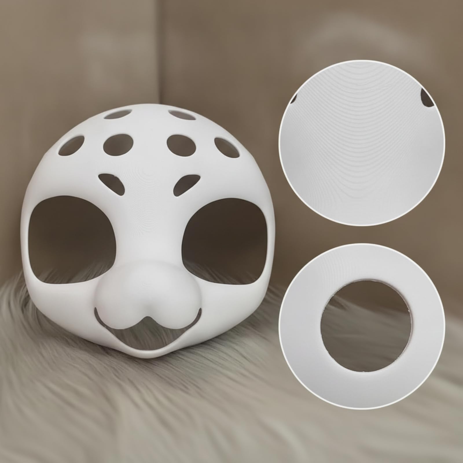 Cosplay-Masken-Rohling dreidimensionalgedruckt Masken-Shell anpassbar Maskenbasis mit Augenhöhlen für Kostümbau, Furry Head Kit