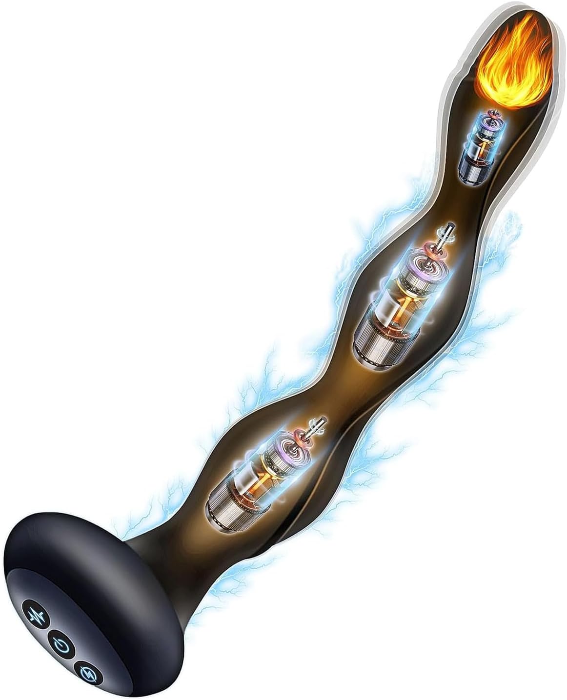 Anal Vibrator Butt Plug Silicone Vibrating Heating Shocking Anal Beads Prostate Massager G-Spot Stimulation with 5 Electric Shock Intensities 10 Vibration Modes for Men Women Couples