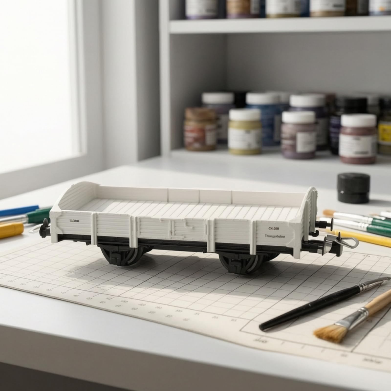 Carro Pianale HO Realistico Carro Piatto Basso Profilo Modellino Ferroviario per Modellisti, Collezionisti