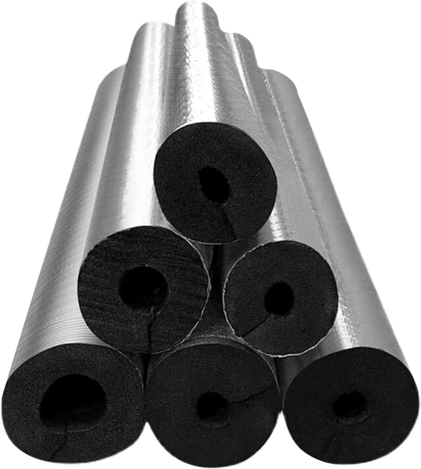 Pipe Insulation Foam Tubes, Self Adhesive Insulation Foam Wrap Aluminum Foil Pipe Covers, Highly Insulated Foams Tube for Winter, Sprinkler, Spigot, Water Heater Pipes(3-1/2"ID x 2" THK-3.3FT)