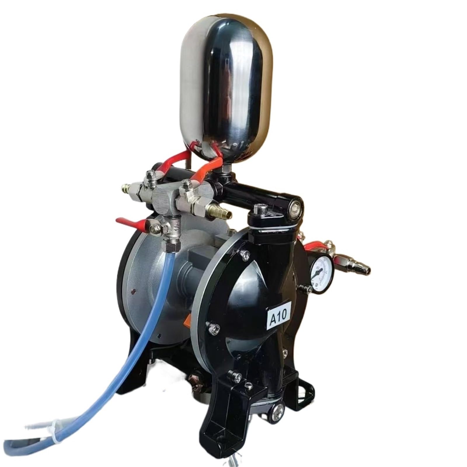 Zxzzas One Color Diaphragm Pump, Pneumatic Diaphragm Pump Industrial Grade A10/Paint Pump/Spray Paint Pump/Printing Machine Ink Pump/Glue Pump/Oil Pump(Black Single Pump Without Rack)