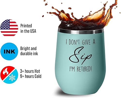 Miniatura 4 de Vaso de vino Coworker Teal Edition de 12 onzas  I Don't Give A Sip I'm Retired!  Renunciar a trabajo mudanza lugar de trabajo jubilación compañero