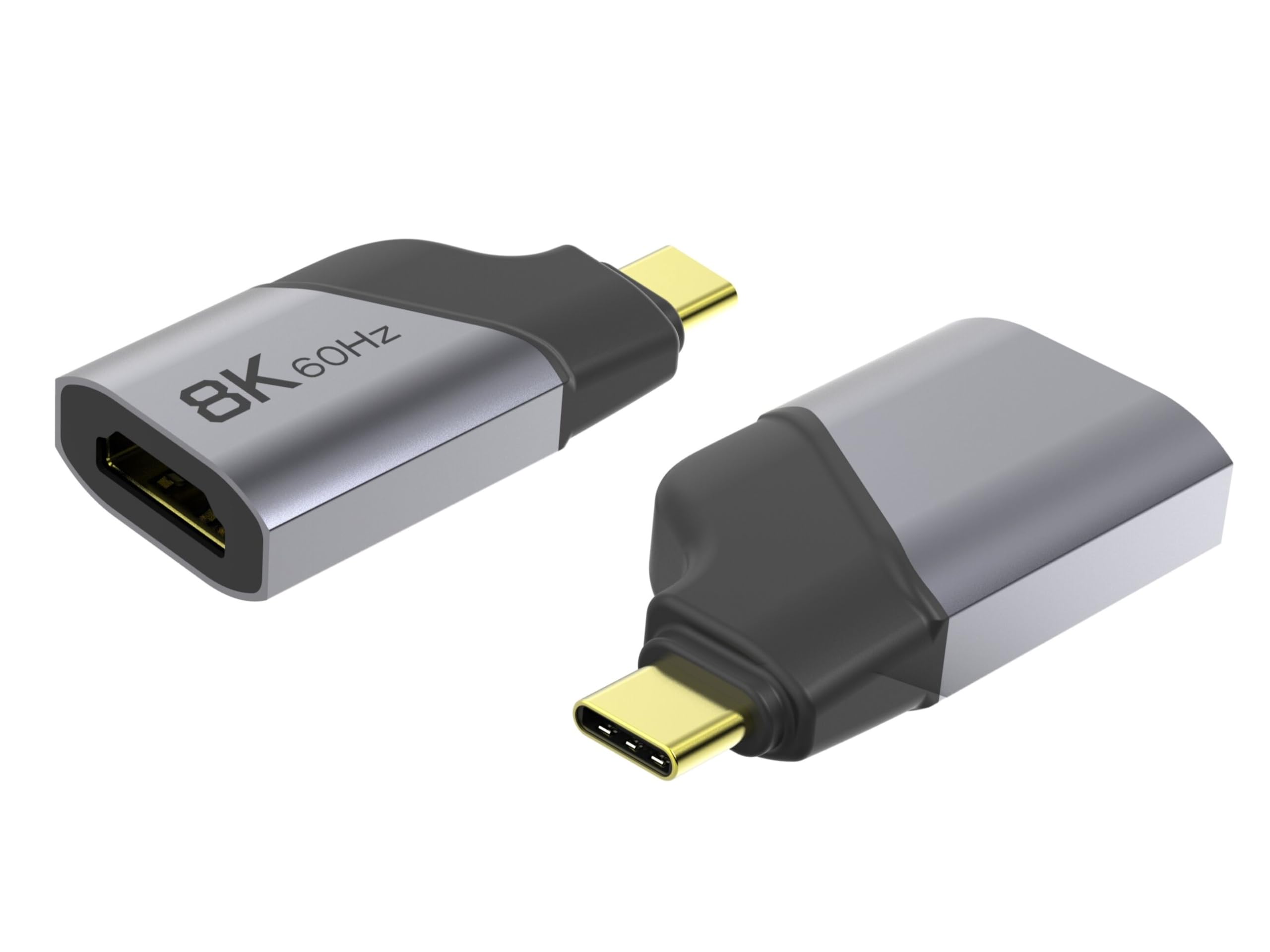 PremiumCord 8K USB-C to HDMI M/F Adapter, HDMI 2.1, UHD 8K 4320p 60Hz, 4K 2160p 144Hz, HDR10+, HDCP 2.3, 48 Gbps, Aluminum Housing, Space Grey