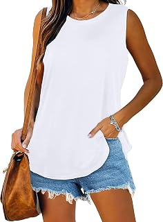 Rosemia Women's Sleeveless Tank Tops Summer Loose Tunic Blouses Casual T-Shirts