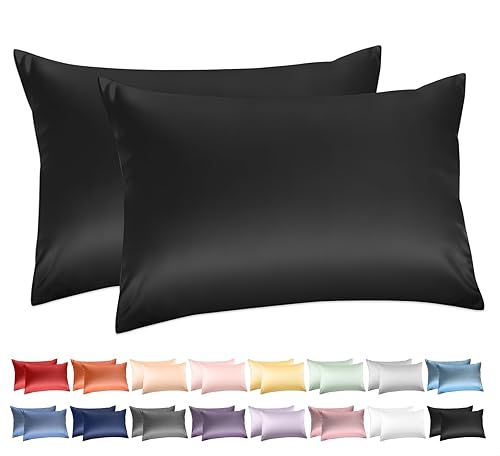 Deep Dream - Juego de 2 fundas de almohada estándar 100% algodón de 600 hilos, 20 x 26 pulgadas, cierre de sobre súper suave y transpirable (negro)