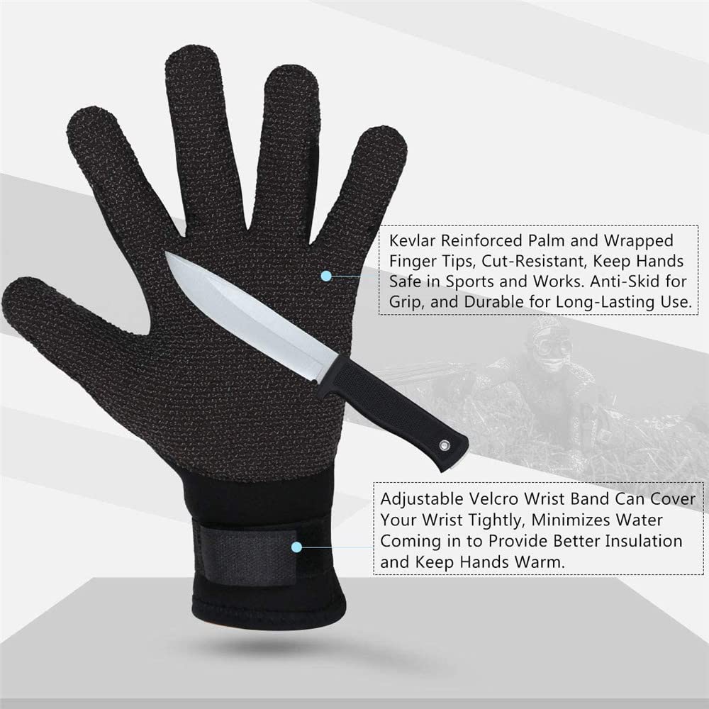 Guantes Natación Guantes de Buceo 5MM Resistentes a Cortes for esnórquel, Caza submarina, Equipo Pesca Antideslizante, Guantes Neopreno