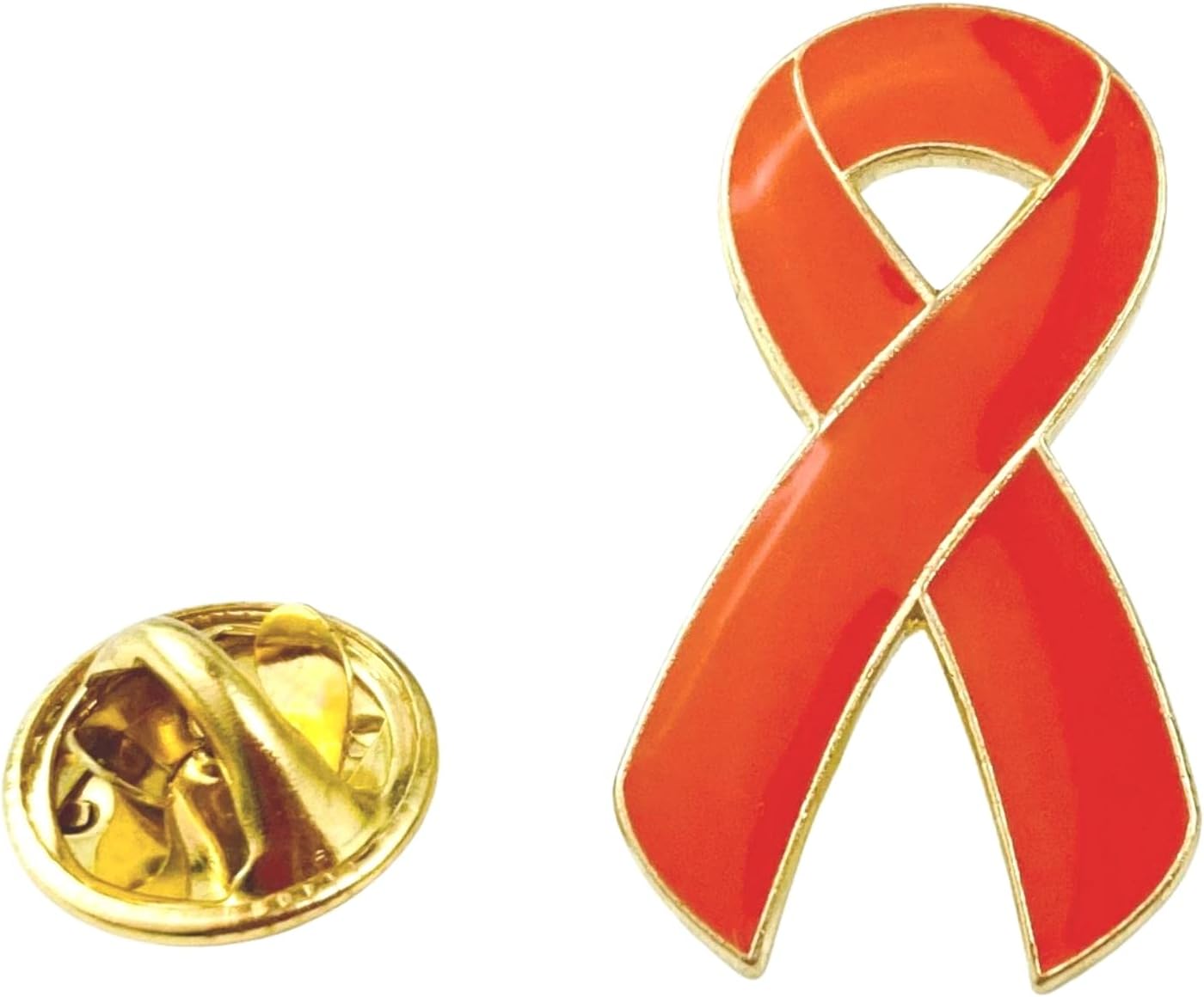Orange Awareness Ribbon Pin Badge for Multiple Sclerosis and Leukaemia (1 Pin - Shipped by Butler & Grace)
