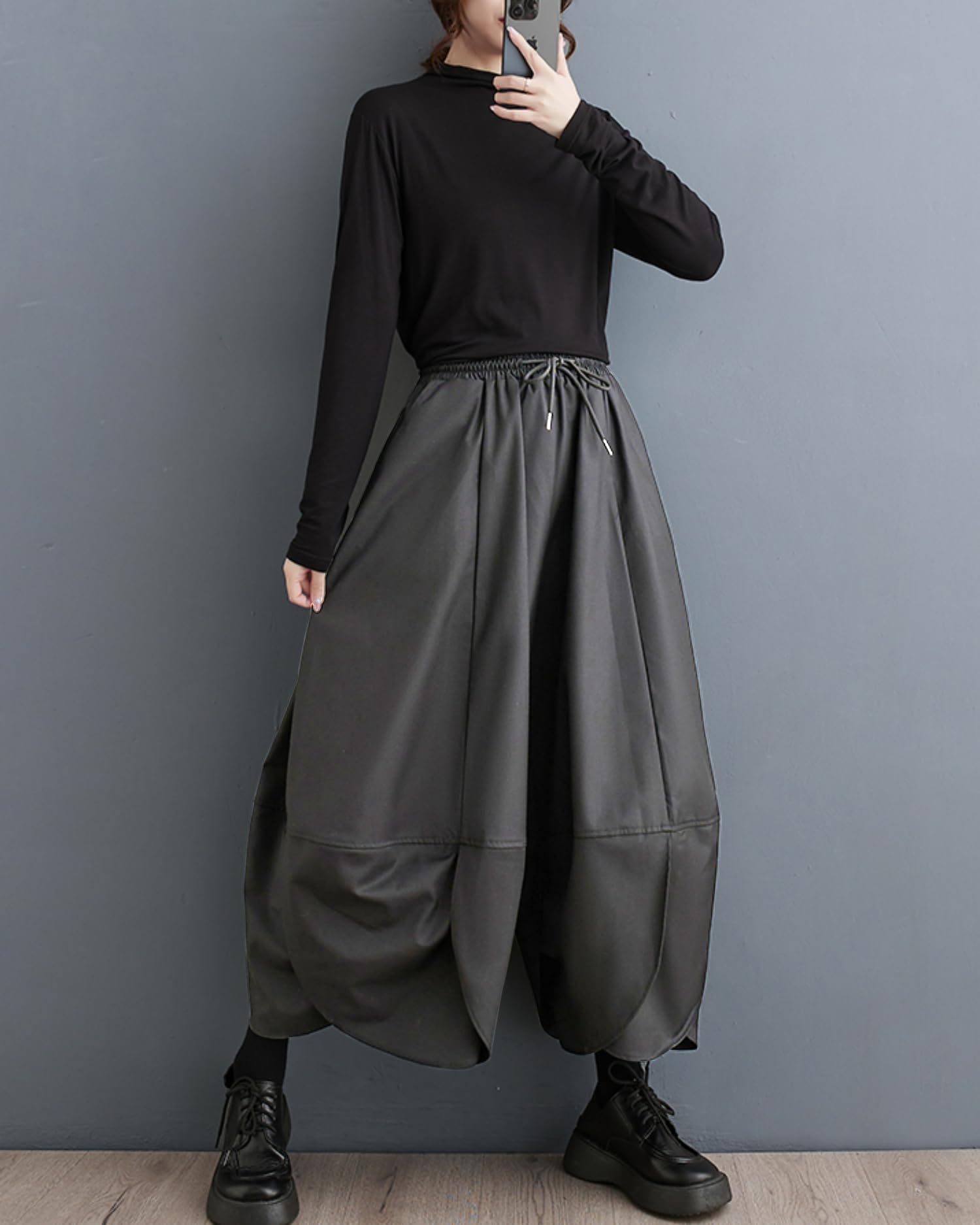 ellazhu Pantaloni da donna a gamba larga Hakama Harem GZ81 A