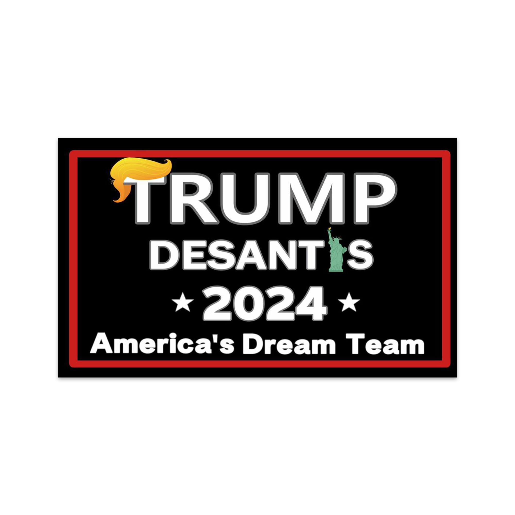 Trump 2024 Desantis For President America's Dream Team Outdoor Indoor 3ftx5ft Polyester Black Flag Banner