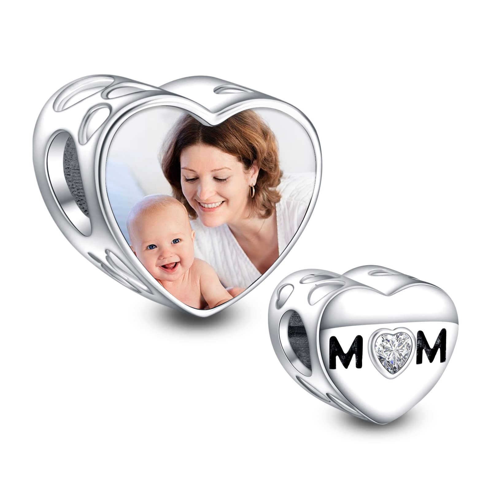 NINGAN 925 plata esterlina personalizada mamá bebé fotos encanto de cuentas compatibles mujeres pulsera collar de regal…