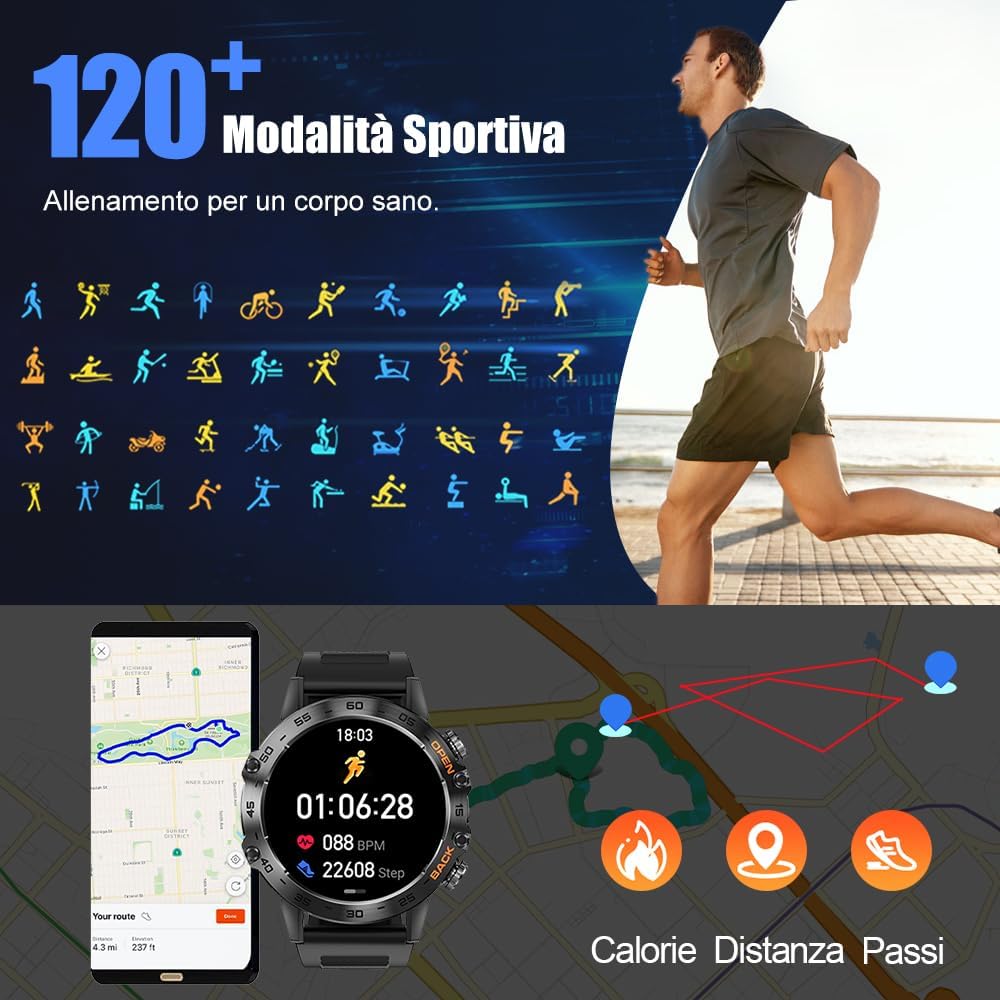 LEMFO Smartwatch, Smartwatch Uomo con Bluetooth Chiamate, 120+ Modalità Sport Orologio Smart Watch 400mAh Fitness Watch Contapassi Cardiofrequenzimetro Pressione Sanguigna per Android IOS(2 Cinghie) LEMFO Smartwatch, Smartwatch Uomo con Bluetooth Chiamate, 120+ Modalità Sport Orologio Smart Watch 400mAh Fitness Watch Contapassi Cardiofrequenzimetro Pressione Sanguigna per Android IOS(2 Cinghie)