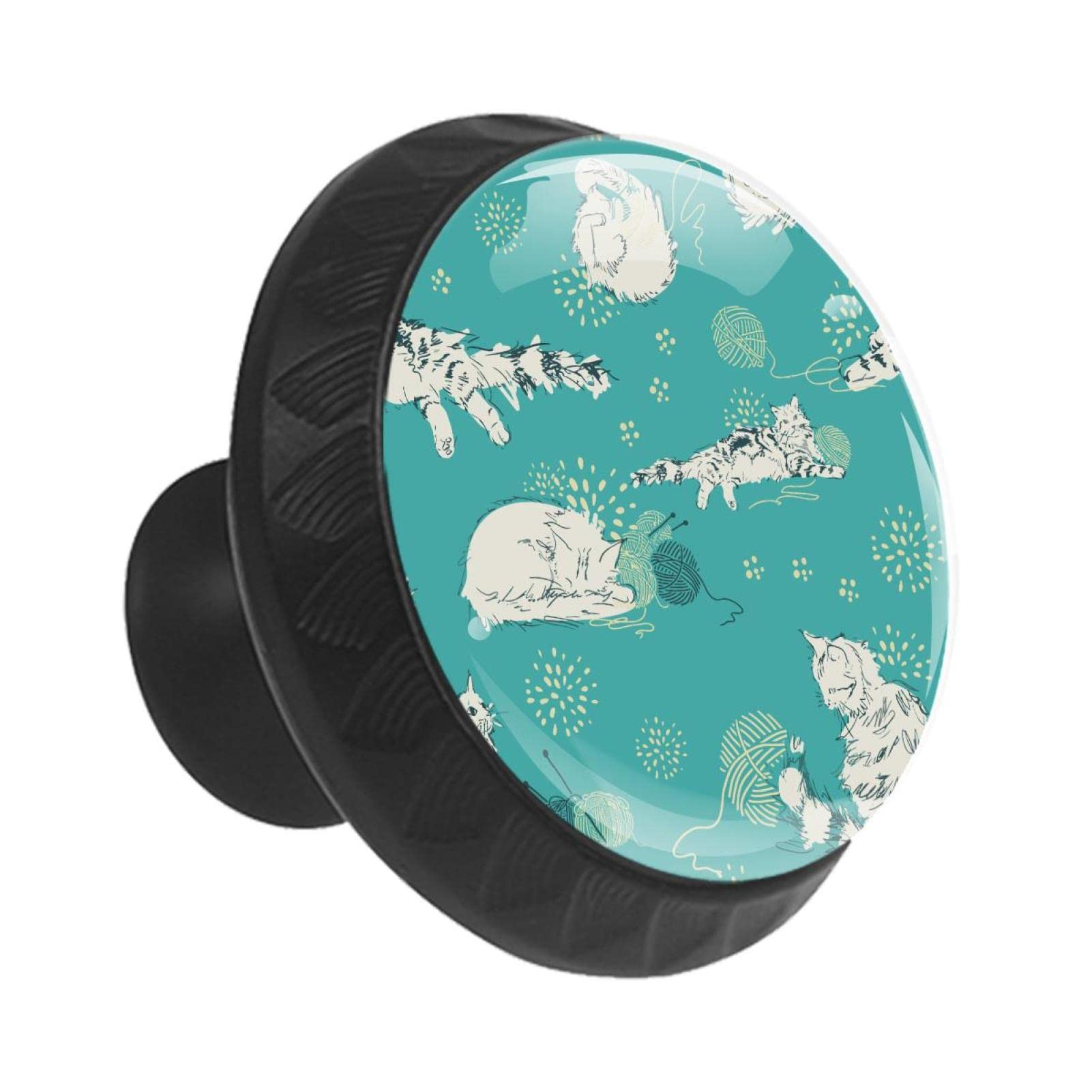 Boutons de commode dessin animé chat et lot de 12 poignées de tiroir cuisine