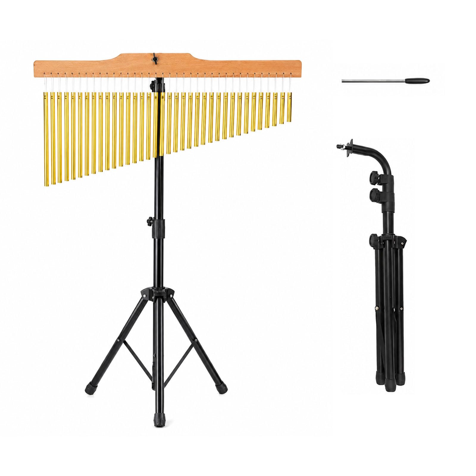 36 Klangstäbe, Percussion Chimes 36 Töne, mit faltbarem Ständer | 72-115cm Einstellbarem Ständer, Holzleiste Schlägel, für Orchester, Chöre, Klassenzimmer, Kirchenbands und Musikaufführungen